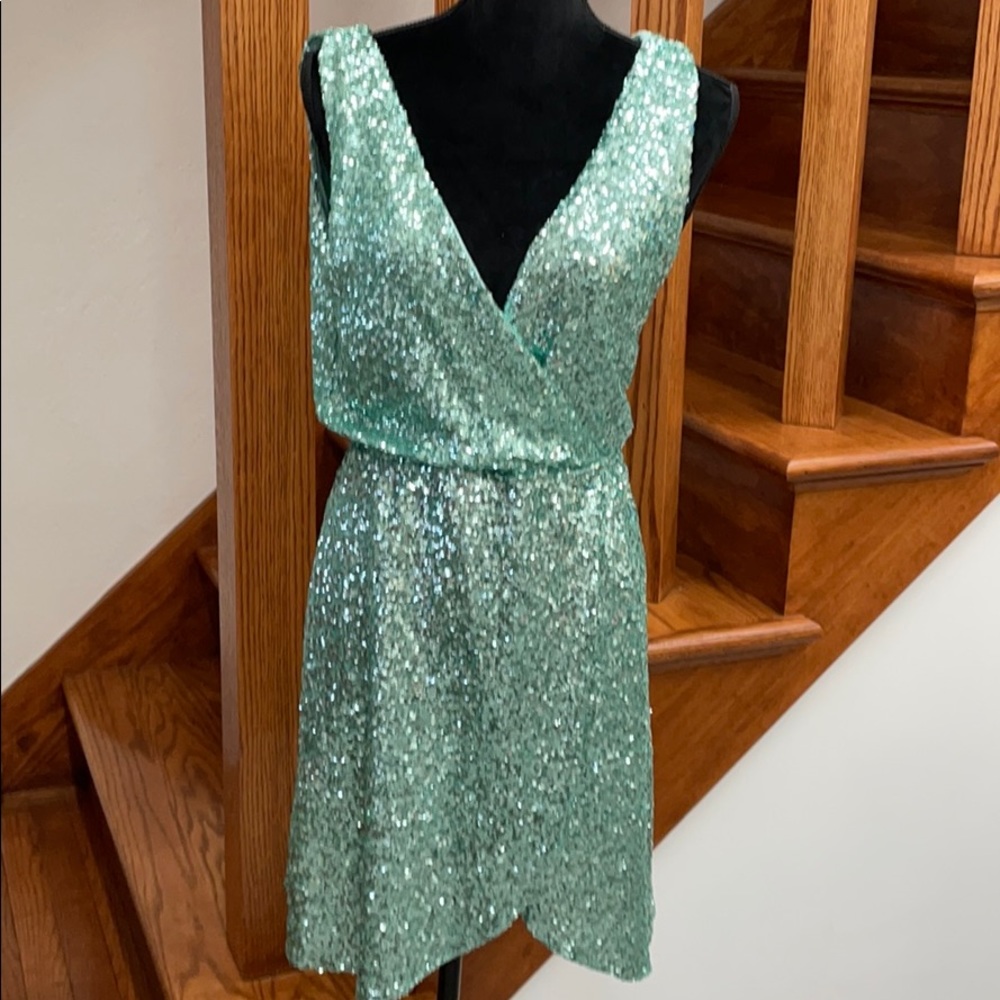 ASOS TFNC London Mint Green Sequin Wrap Dress